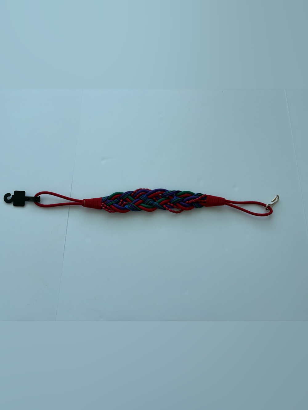 Leather Shop Braided Cord Statement Waist Belt Red Multicolor Beaded Size S